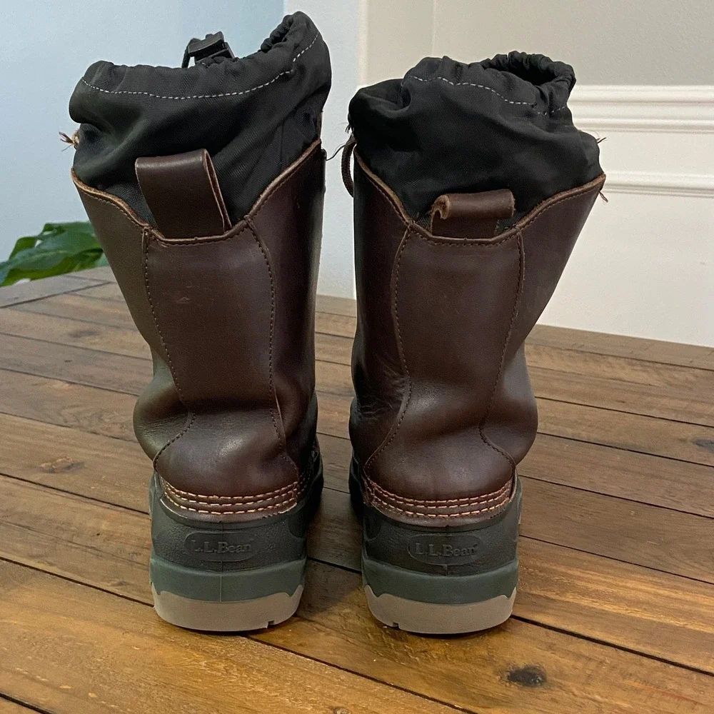 LL Bean Wildcat Boots Mens Brown Leather Insulated Winter Duck boots womens 9.5